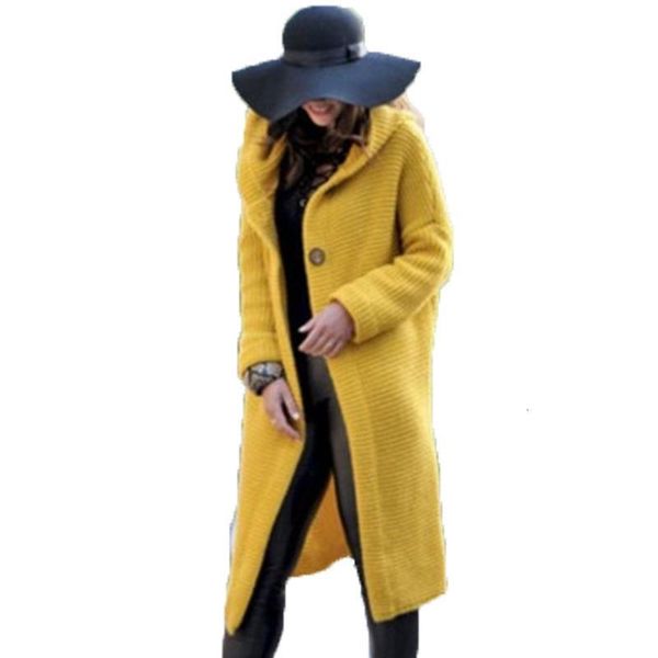 

women's trench coats fashion women autumn casual solid color knitted button long sleeve hooded midi overcoat 47nj, Tan;black