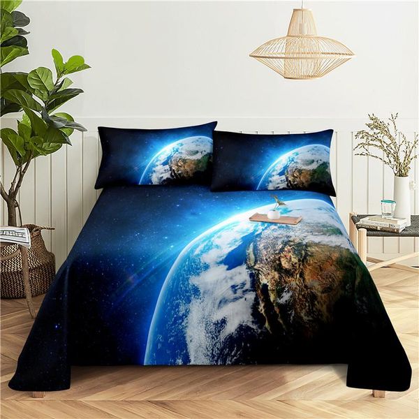 

sheets & sets star 0.9/1.2/1.5/1.8/2.0m digital printing polyester bed flat sheet with case print bedding set