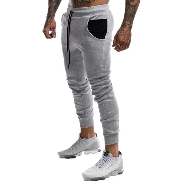 

men's pants mens joggers casual fitness men sportswear fashion bottoms skinny sweatpants trousers gyms jogger track, Black