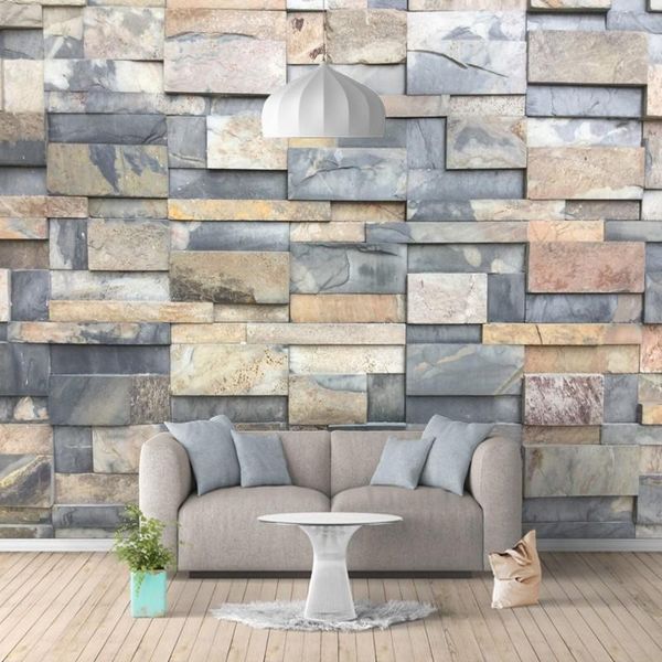 

wallpapers dropship drop fatman stone r brick block custom mural wallpaper vintage living room foto tapeta