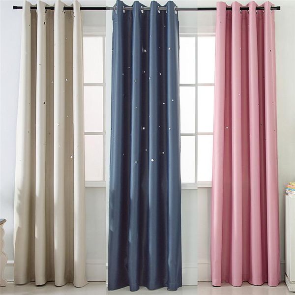 

curtain & drapes hollow star children blackout curtains for bedroom window treatment polyester solid color panel livingroom kitchen decor