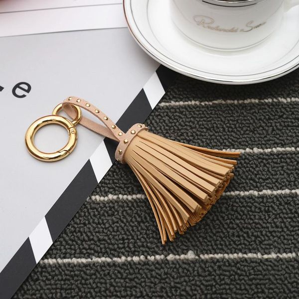 

keychains felyskep korean style pu leather tassels for women bag or car pendant keyrings jewelry 262wa, Silver