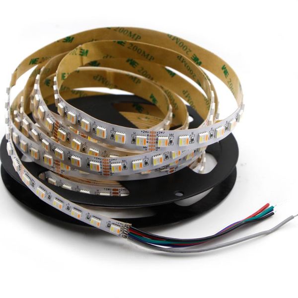 

cct led strip dc12v/ 24v flexible light rgb+white+warm white 5 color in 1 chip 60led/m 96led/m waterproof strips