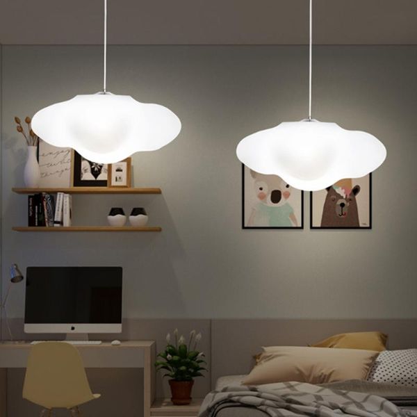

pendant lamps creative white plastic floating cloud chandelier for children's room decoration led 16 color remote control dimming hangi