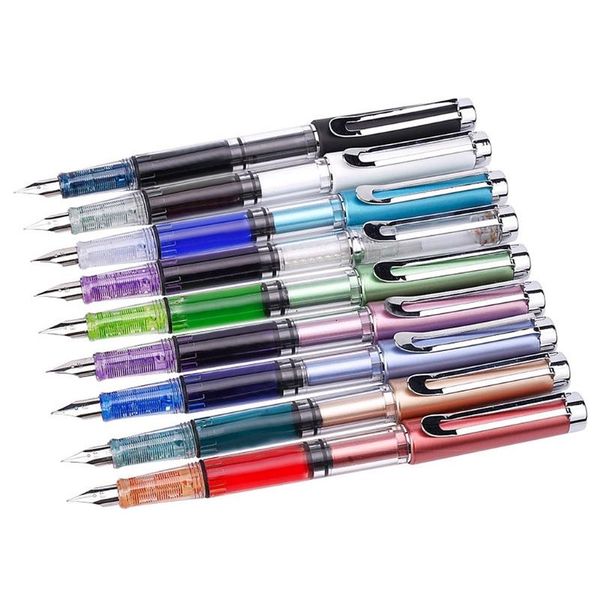 

fountain pens colorful transparent pen fine nib students writing stationery supplies