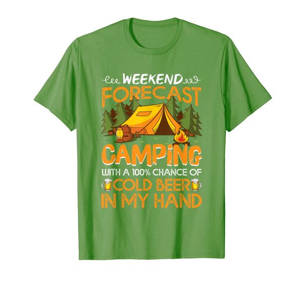 

Weekend Forecast 100% Chance Beer Funny Camping Gifts camper T-Shirt, Mainly pictures