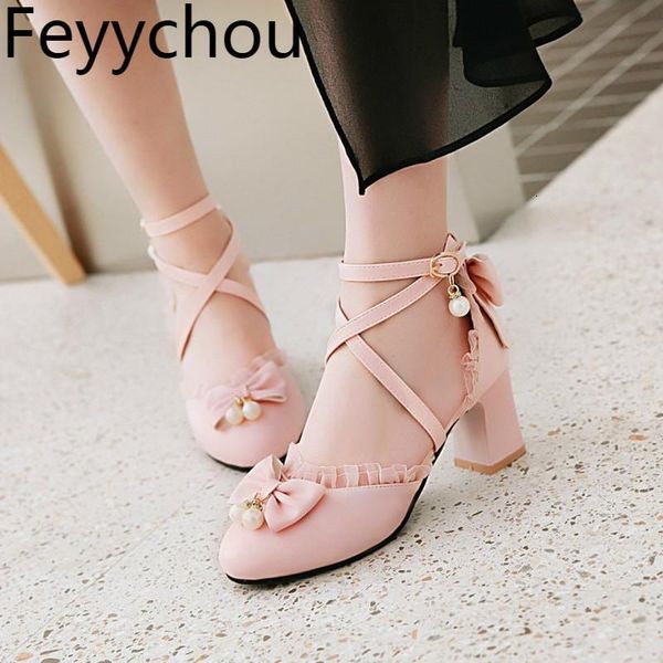 

sandals women's high heel round toe pearl buckle butterfly-knot square cross-tied fashion casual sweet black dyi7