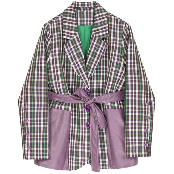 

women's suits & blazers [ewq] korea chic temperament plaid blazer women's autumn 2021 notched loose single breasted pocket long sle, White;black