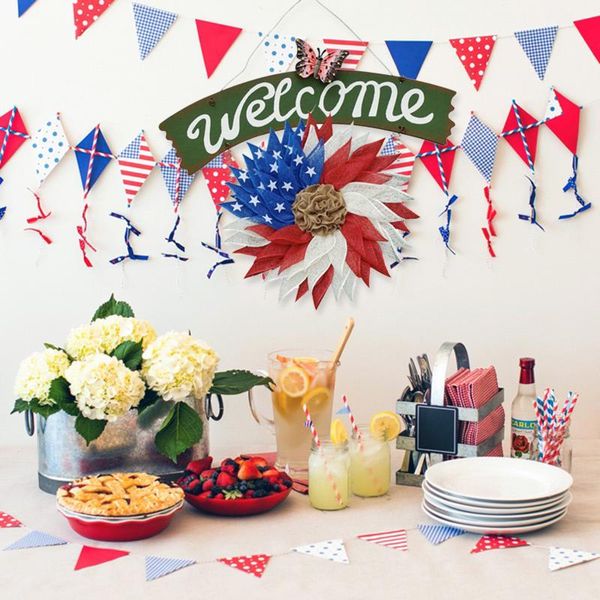 

independence day wreath porch decoration front door outdoor the letter creative hanging round decor wreaths garlands decorative flowers &