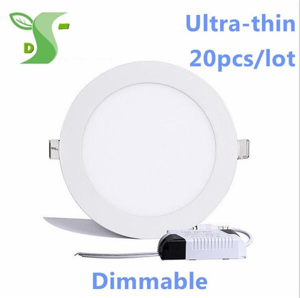 

panel lights 20pcs ac85-265v dimmable led light 25w round ceiling ultra thin down white warm smd 2835chip