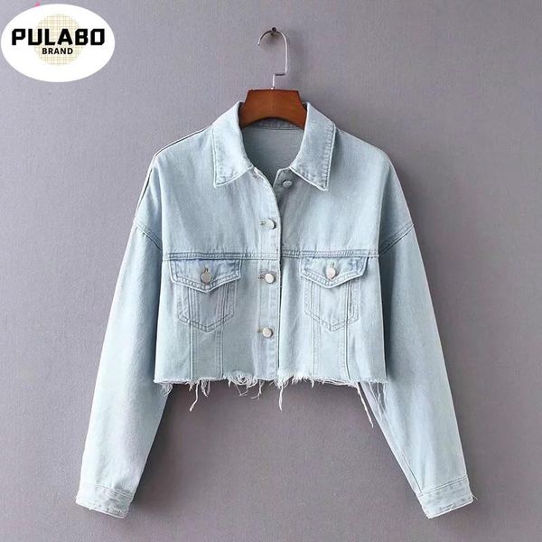 

women's jackets denim jacket bf hip hop jean coat broken tassel retro patchwork cowboy spring autumn women streetwear jeans 2021, Black;brown