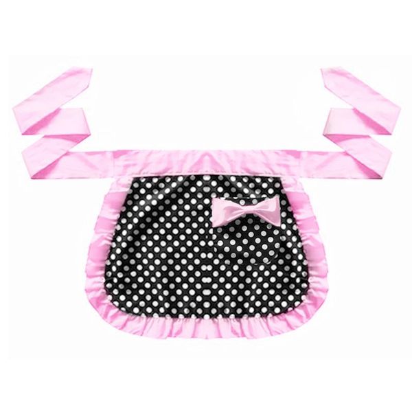 

aprons cute bow half adults apron polka dots print waist cloth housekeeping high-quality cooking accessories for women