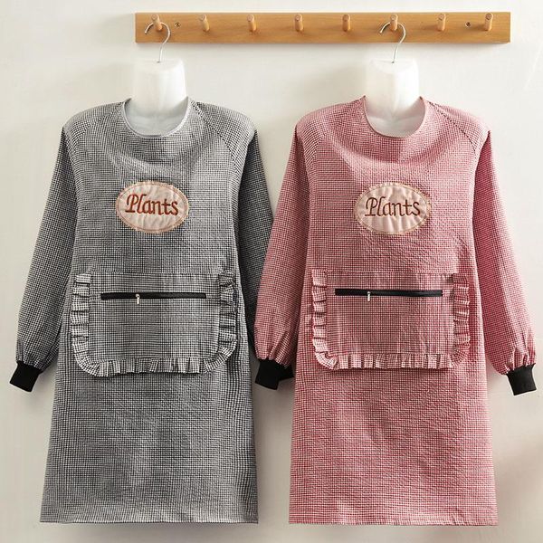 

aprons fashion women kitchen apron long sleeve cooking baking restaurant workwear waterproof household cleaning tools bbq bib