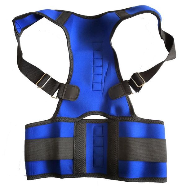 

male female magnetic therapy men women braces & supports belt posture corrector brace shoulder back support, Black;blue