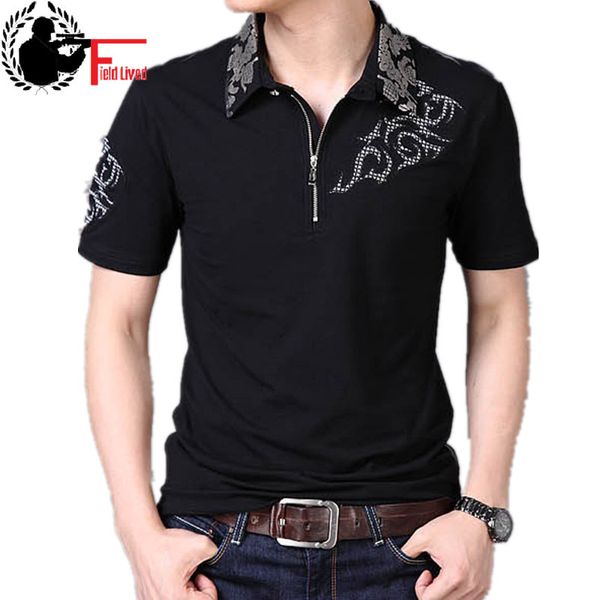 Homens de verão Camiseta Prata Dragon Collar Manga Curta T-shirt de Algodão Masculino Cavalheiro Casual Tshirt Plus Size 6XL 5XL 210518