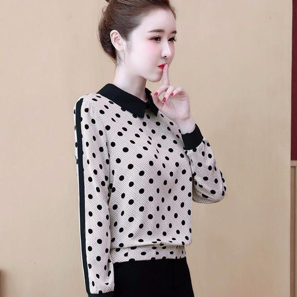 

women's blouses & shirts chiffon shirt long-sleeved 2021 spring and autumn fashion loose doll collar thin bottoming casual, White