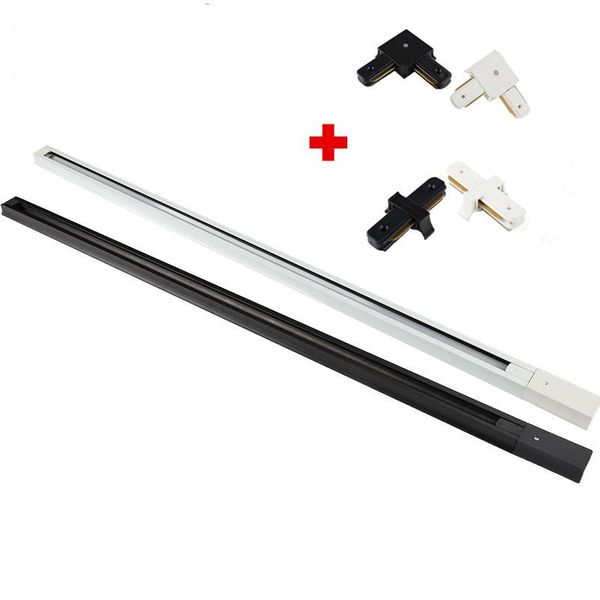 

10pcs led track rail light fitting aluminum 1 meter 2 wire connector system tracks fixture 1m black white universal rails lights