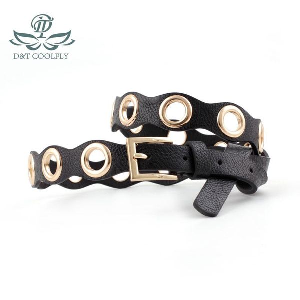 

belts d&t 2021 fashion belt women luxury pu leather material metal pin buckle elegant lady style round decoration waist band, Black;brown