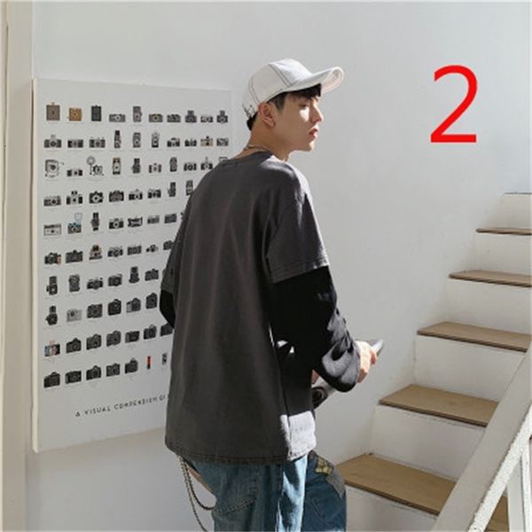 

men's t-shirts spring and autumn sweater round neck heing solid cotton jacket fk5e, White;black