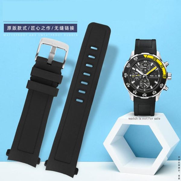 

watch bands fluorine rubber strap, substitute for the iw356802 original style, quick release interface male silicon band 22m, Black;brown
