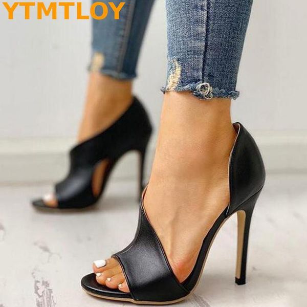 

dress shoes ladies summer thin high heel buckle open toe gladiator sandals office hollow party pump wedding, Black