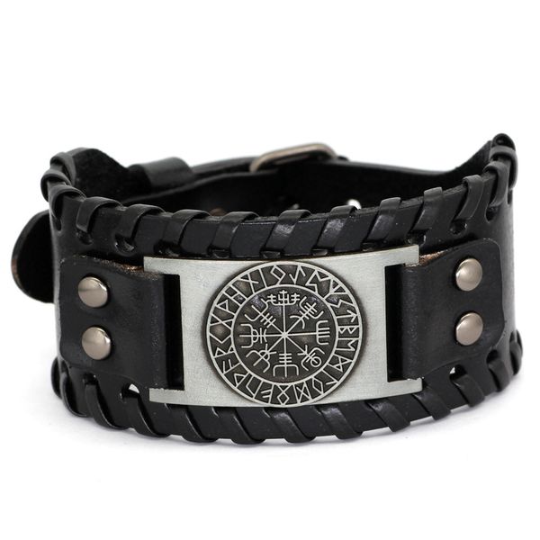 

nordic viking totem bracelet, cow leather bracelet, luen letter alloy hand ornament, Silver