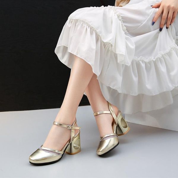 

dress shoes 2021 summer comfortable high heel hollow out thick fashion small round head slim and versatile women's sandals-c5-6, Black