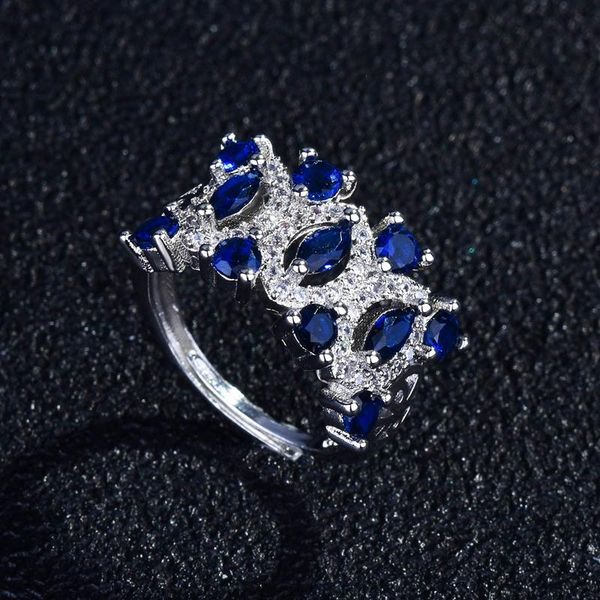 

luxury female jewelry vintage geometric cubic zircon open rings for women wedding engagement charming anniversary gifts s925, Slivery;golden