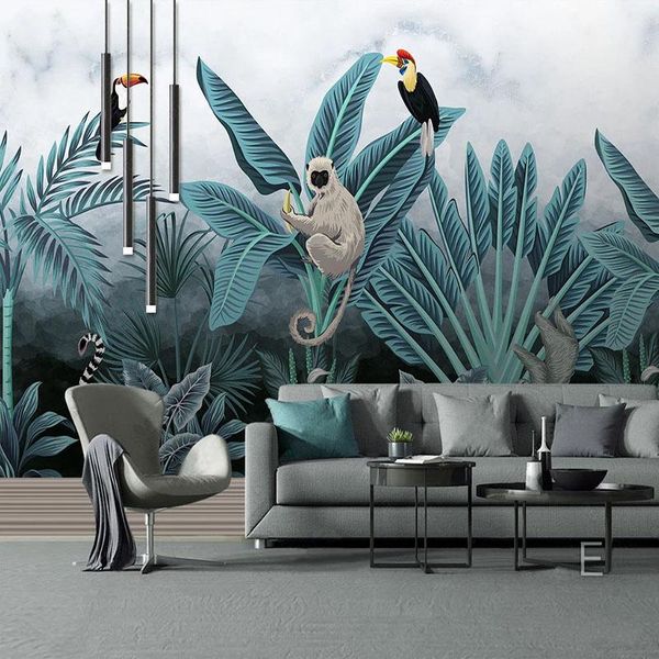 

wallpapers custom 3d wallpaper modern hand painted tropical rainforest animals plants po wall murals living room tv sofa bedroom fresco