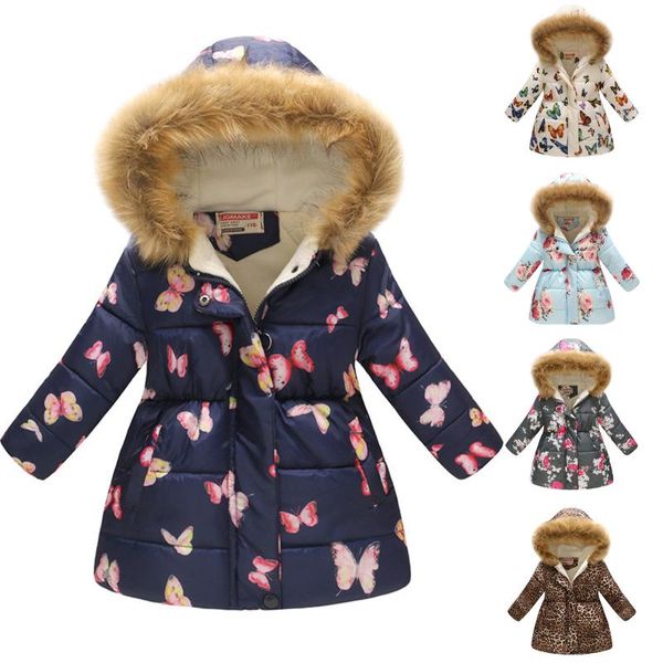

down coat children's padded jacket boys and girls fashion print cartoon big boy long collar hooded buttons cute, Blue;gray