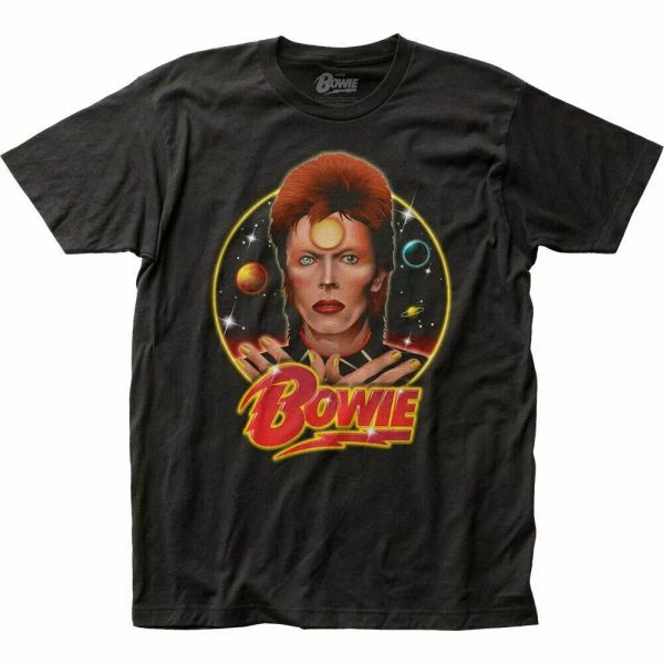

david bowie space oddity t shirt mens licensed rock n roll band music tee black, White;black