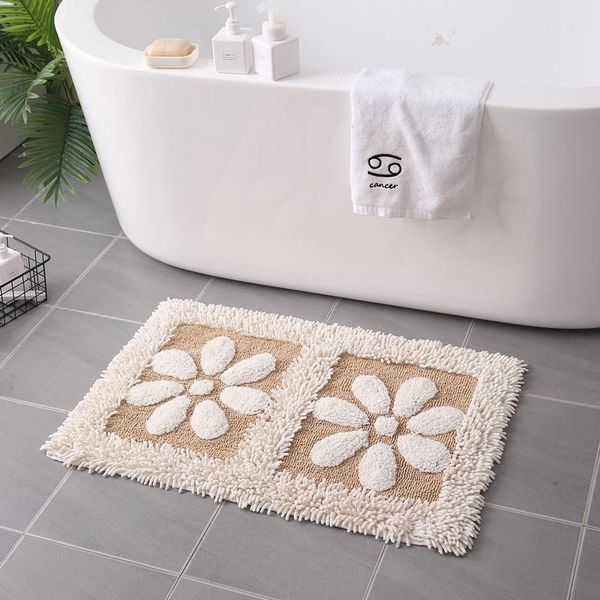 

carpets bohemian living room carpet flower handmade area rug cotton bathroom doormat floral floor mat chenille alfombra boho decor 50x80