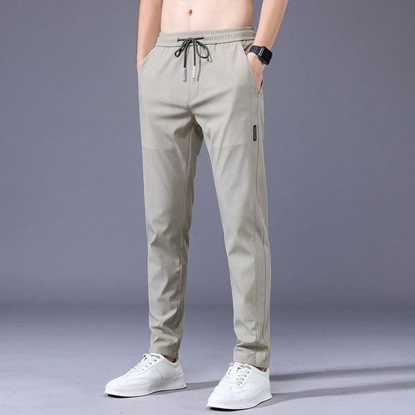 

men's pants summer thin trousers loose spring ice silk fast-drying sports business casual suit black men