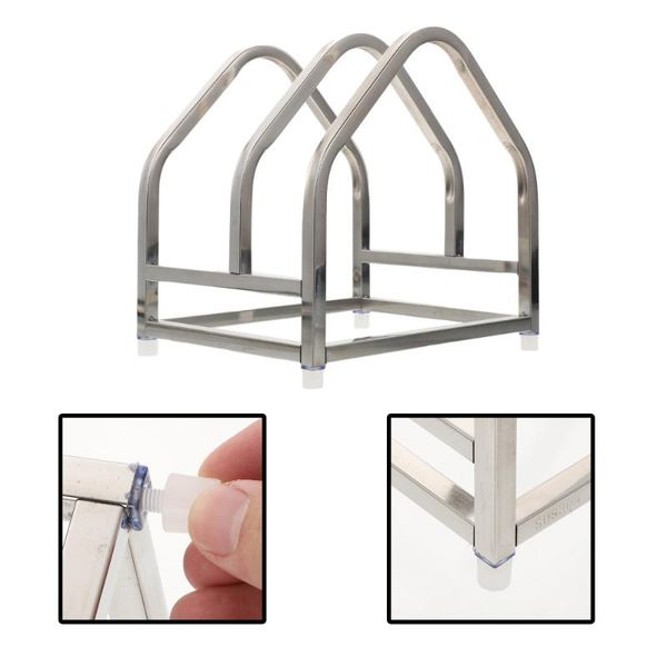 

hooks & rails 1pc household chopping board holder kitchen rack accessory for plate (sliver)