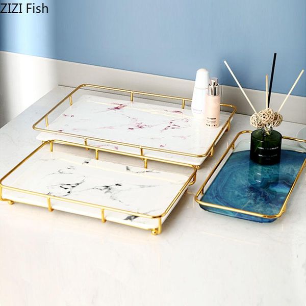 

kitchen storage & organization marble texture ceramics mirror trays decorative bathroom skin care product dreamy color tray metal frame jewe