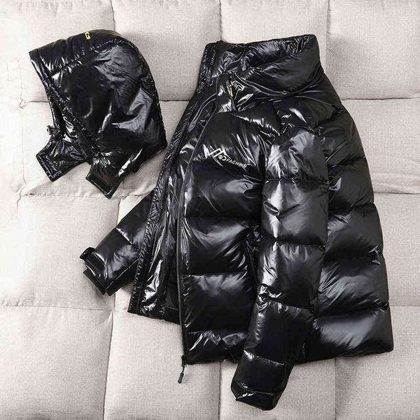 

men's down parkas winter jacket men coat 90% white duck waterproof hooded keep warm shiny t220921, Black