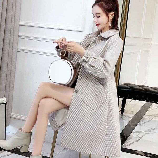 

women's wool & blends kmetram 2021 winter jacket women fashion woolen coat female korean long thick windbreaker manteau femme mn1875, Black