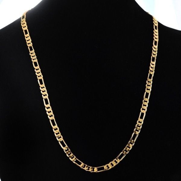 

brand necklace 24k gold platinum plated chains 4.5mm men's nk links figaro chokers vintage jewelry, Silver
