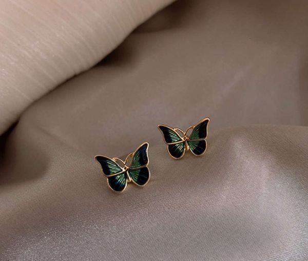 

green butterfly earrings female