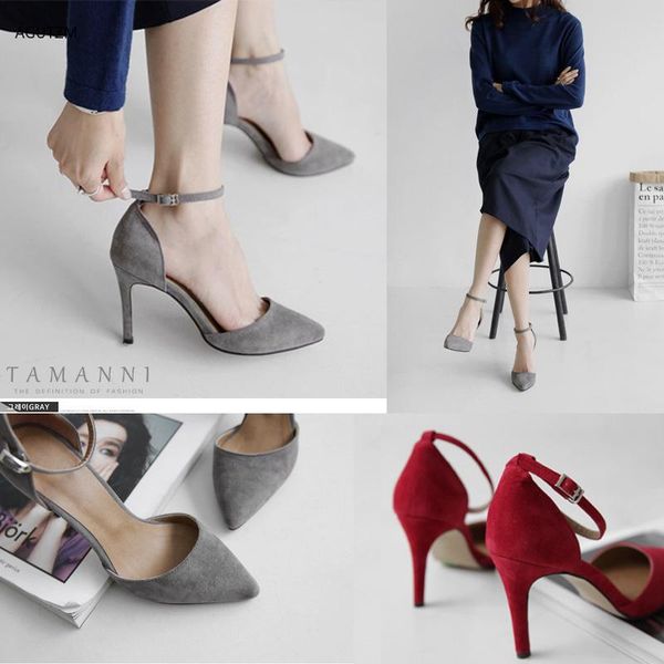 

women sandals high heels summer brand woman pumps thin party shoes pointed toe slip on office ladie dress shoe h49, Black