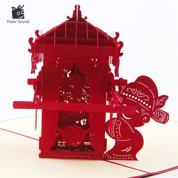 

greeting cards 3d laser cut handmade chinese style wedding paper invitation postcard party creative gift -up