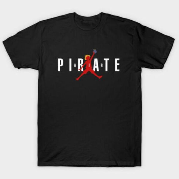 

air pirate one piece luffy air sport parody black t-shirt s-6xl, White;black