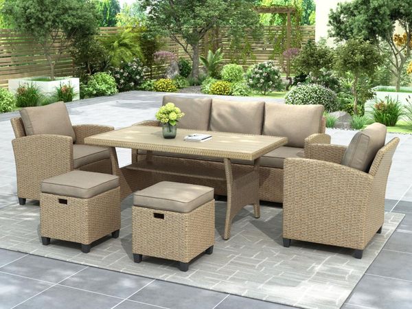 

wicker pation furniture set garden sofa for outdoor backyard drop camp