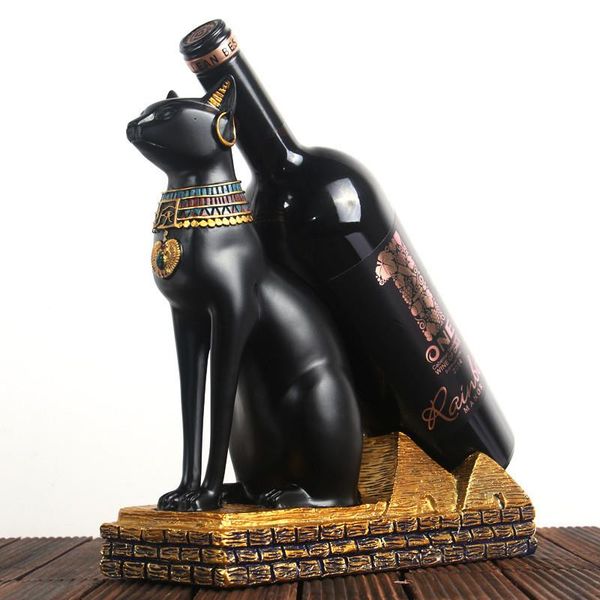 

tablewine racks home decor handmade plating resin shelves classic egyptian cat god retro style bottles display