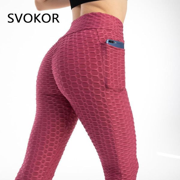 

women's leggings svokor anti cellulite women with pockets high waist push up legging fitness gym pants spandex polyester active wear, Black