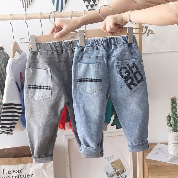 

jeans baby boys casual blue trousers 2021 spring autumn denim pants kids children letter underwear clothing