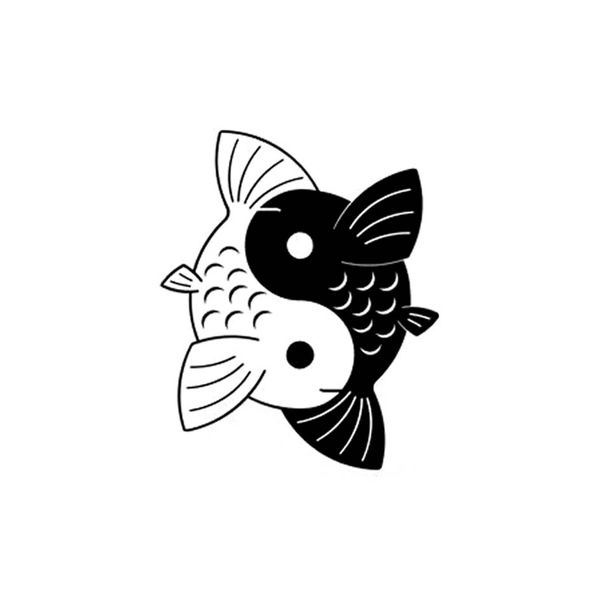 

14.8cm*17.8cm double fish yin yang vinyl car sticker decal black sliver