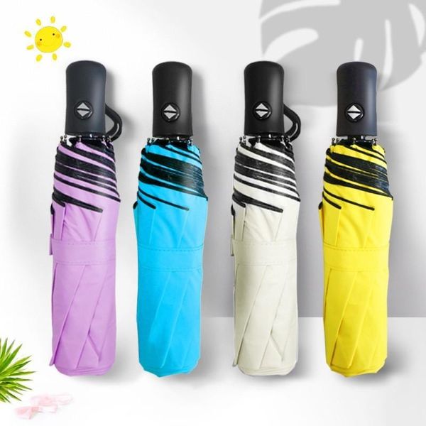 

fully automatic umbrella rain women sunny men sunscreen defence ultraviolet rays sunshade fold parasol umbrellas