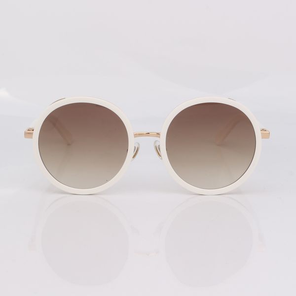 

ivory round sunglasses women dusty glitter rim fashion gradient brown shades women eye wear, White;black