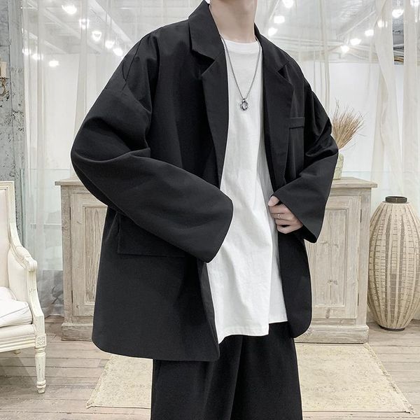 

men's suits & blazers 2021 autumn solid color hong kong style suit jacket casual korean one button fashion all-match, White;black